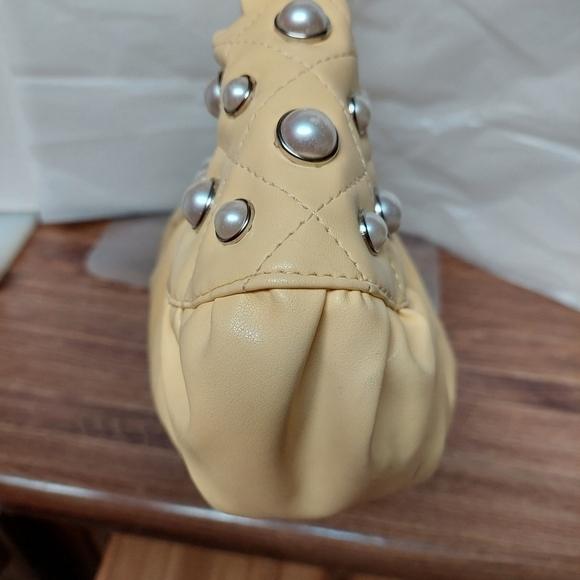 Gerolamo Soft Butter Yellow Dumpling  with Pearl Accents Bag - Picture 3 of 16